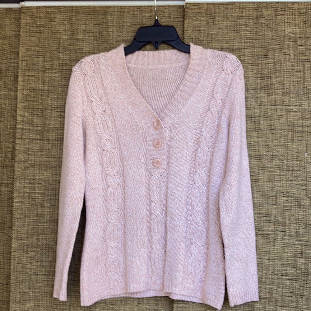 Pink marled cable sweater no tags feels like cotton